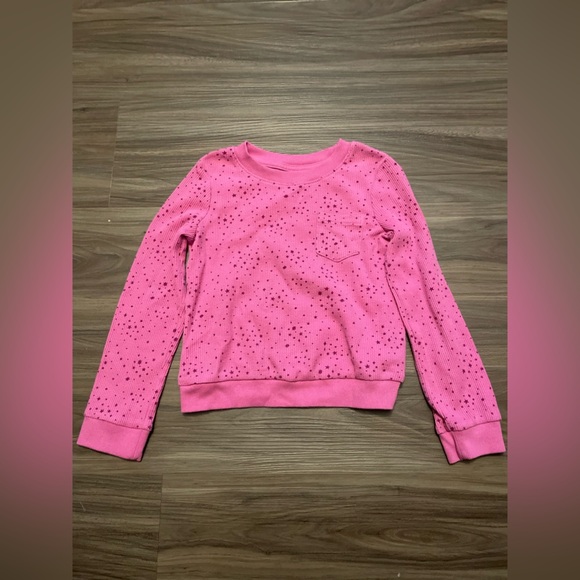 Cat & Jack Pink Textured Long Sleeve Top with star print size XS 4/5 - Picture 4 of 5